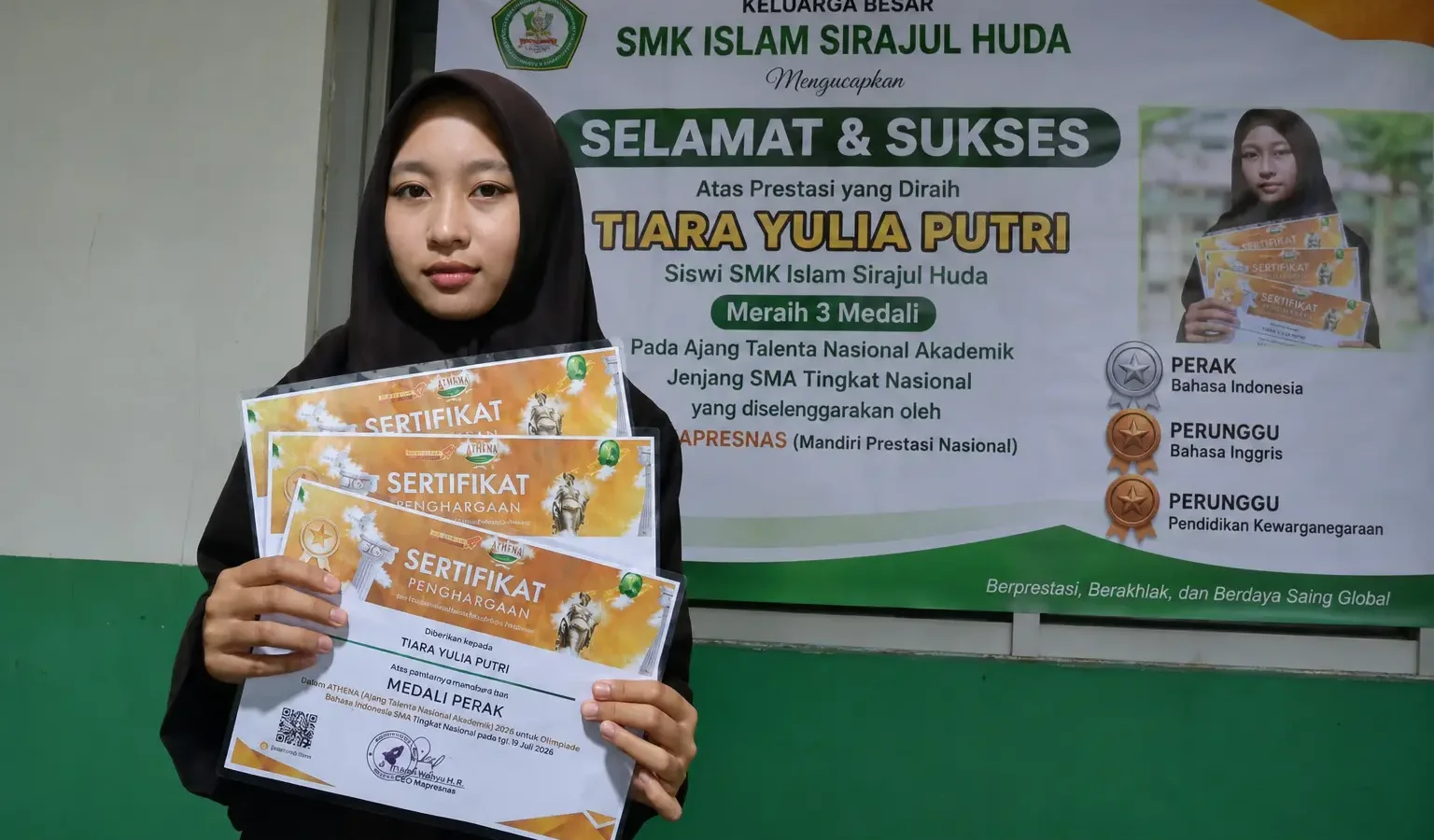 Siswi SMK Islam Sirajul Huda Raih Tiga Medali Tingkat Nasional di Ajang ATHENA 2026 MAPRESNAS