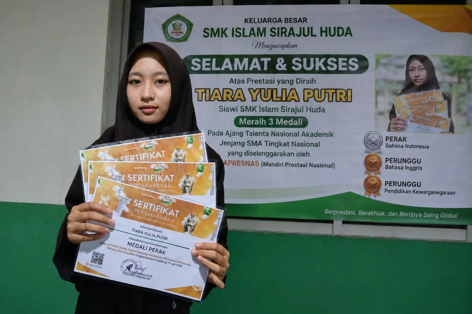 Siswi SMK Islam Sirajul Huda Raih Tiga Medali Tingkat Nasional di Ajang ATHENA 2026 MAPRESNAS